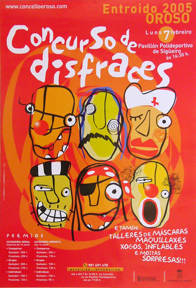 Imagen gráfica para el "Concurso de disfraces. Entroido Concello de Oroso". Santiago de Compostela, 2004. Para 3C3 Editores. 0