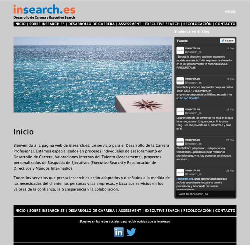 Diseño de Identidad Corporativa y Web insearch.es y páginas en Twitter y Linkedin 0