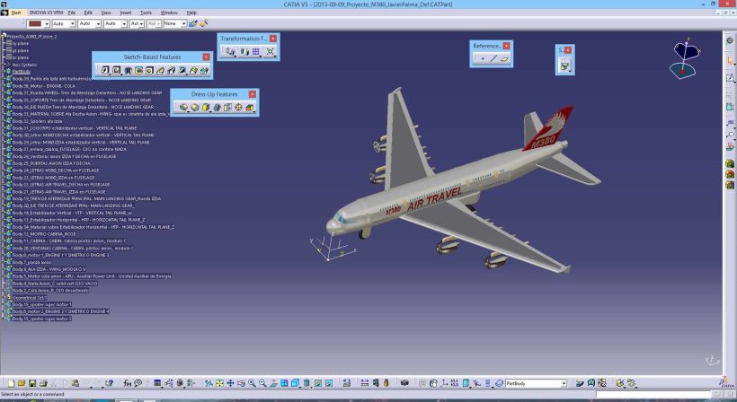 Diseño "Proyecto Avión M380" Catia v5 - módulo Part Design (sólidos)  3