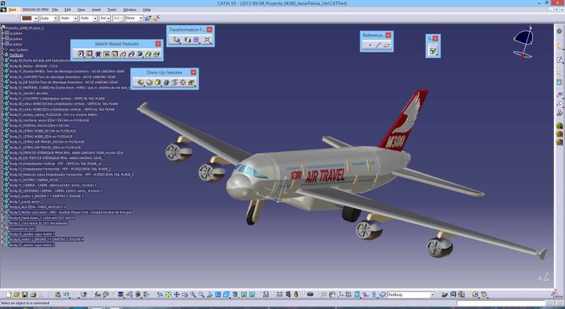 Diseño "Proyecto Avión M380" Catia v5 - módulo Part Design (sólidos)  4