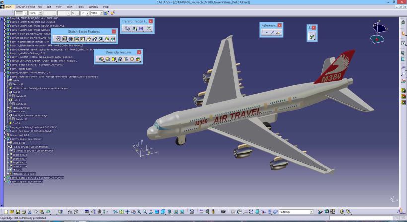Diseño "Proyecto Avión M380" Catia v5 - módulo Part Design (sólidos)  5