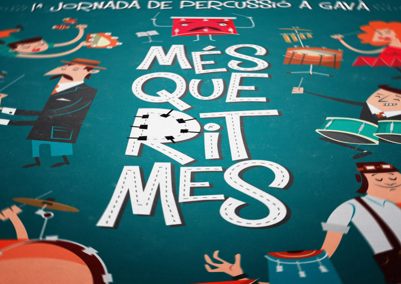 Cartel y camisetas: Festival de percusión "MésQueRitmes" 1