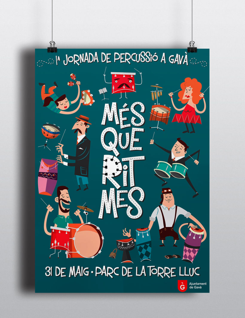 Cartel y camisetas: Festival de percusión "MésQueRitmes" 0