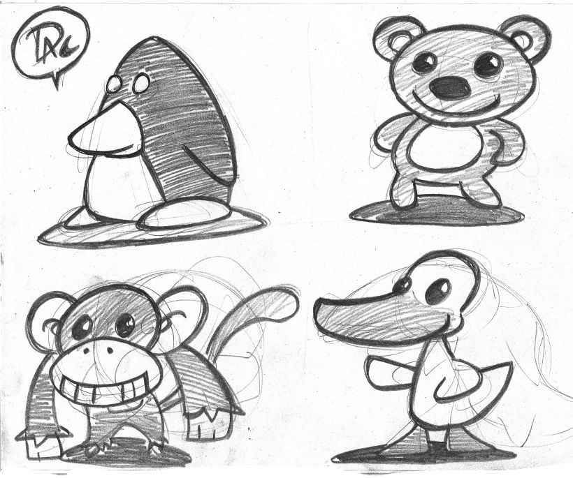 Bocetos dibujos de caracter  infantil de animales  0