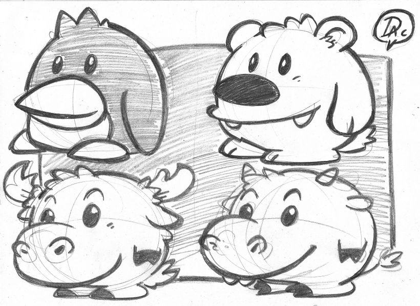 Bocetos dibujos de caracter  infantil de animales  1