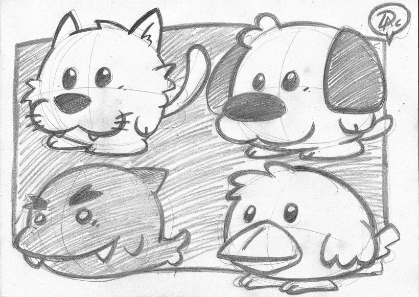 Bocetos dibujos de caracter  infantil de animales  2