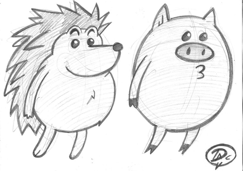 Bocetos dibujos de caracter  infantil de animales  4