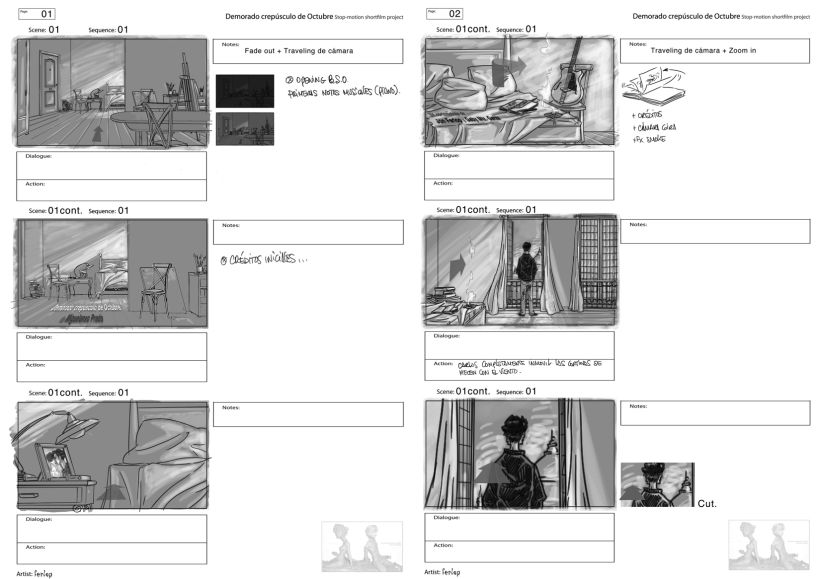 storyboards..."Demorado crepúsculo de Octubre" (M. Prado) Animated shortfilm project -1