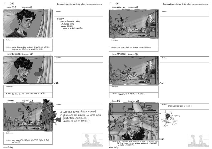 storyboards..."Demorado crepúsculo de Octubre" (M. Prado) Animated shortfilm project 1