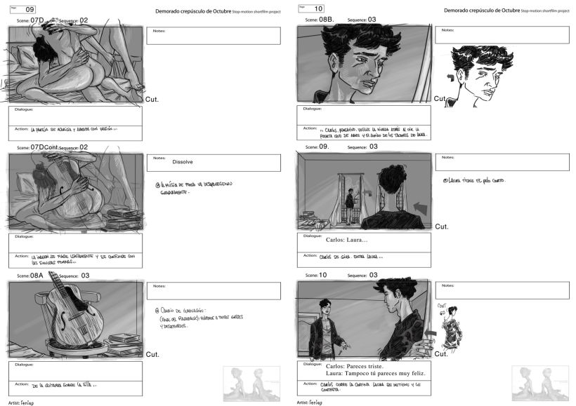 storyboards..."Demorado crepúsculo de Octubre" (M. Prado) Animated shortfilm project 3