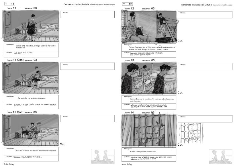 storyboards..."Demorado crepúsculo de Octubre" (M. Prado) Animated shortfilm project 4