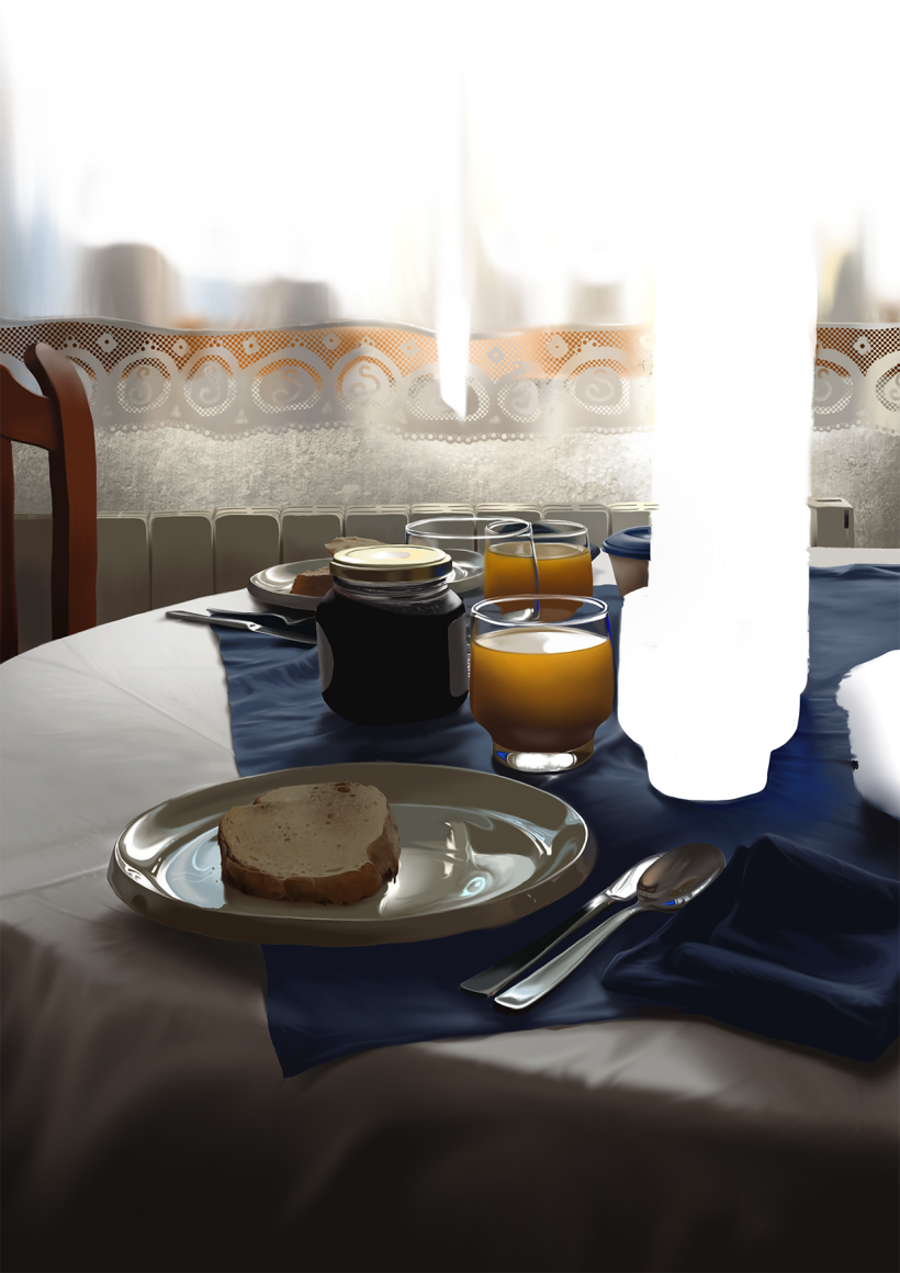 Luz de desayuno - Pintura digital realizada con los dedos en el Ipad 12