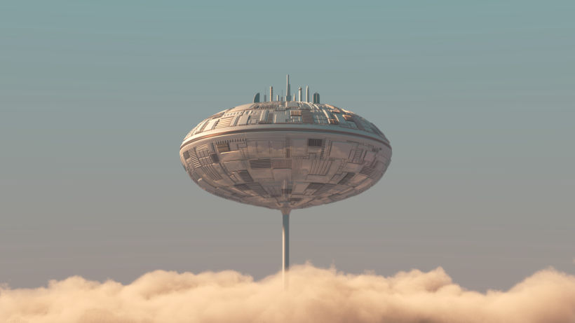 Concept Art de ciudad en el aire estilo Star Wars 0