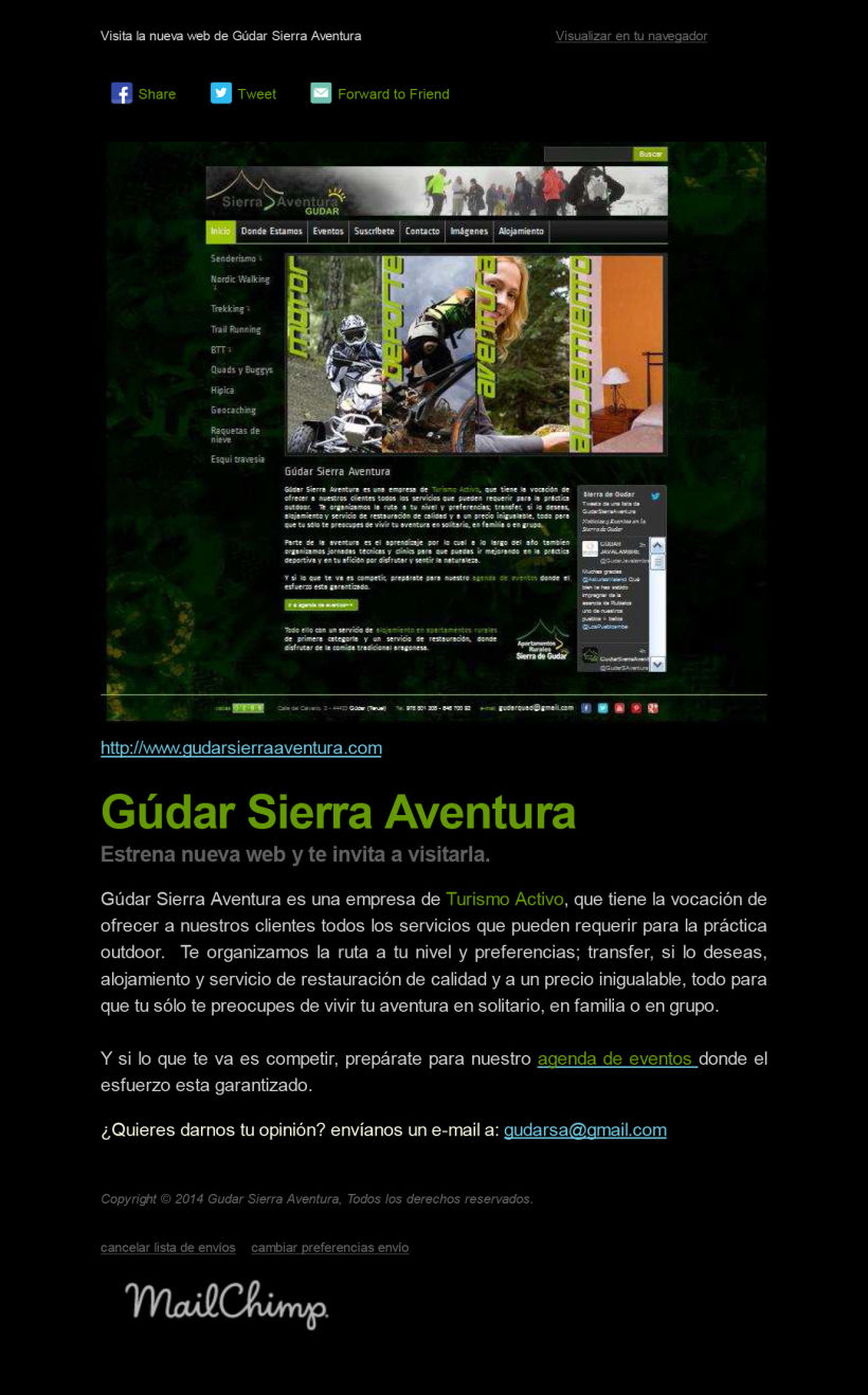 Gúdar Sierra Aventura: Newsletter: creación, envío y gestión de listas. 0