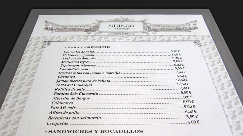 Carta Restaurante 650 La Moraleja -1