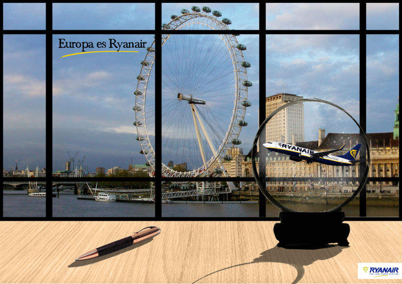 Gráficas y street marketing para Ryanair para promocionar los viajes por Europa con un tono elegante. 1