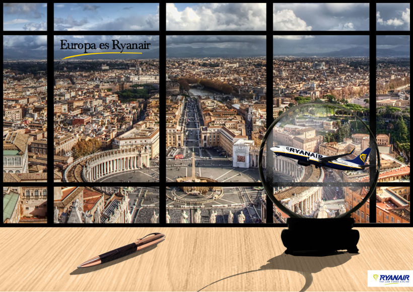 Gráficas y street marketing para Ryanair para promocionar los viajes por Europa con un tono elegante. 2