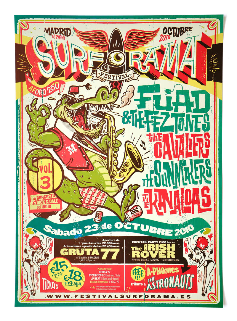 Surforama Madrid 2010. Cartel para un festival de música surf. En colaboración con Mik Baro. 0