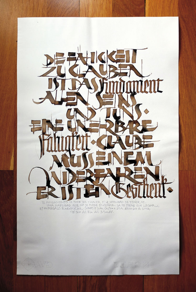 Fähigkeit. Trabajo personal, interpretación caligráfica de un texto de Rudolf Koch. 0