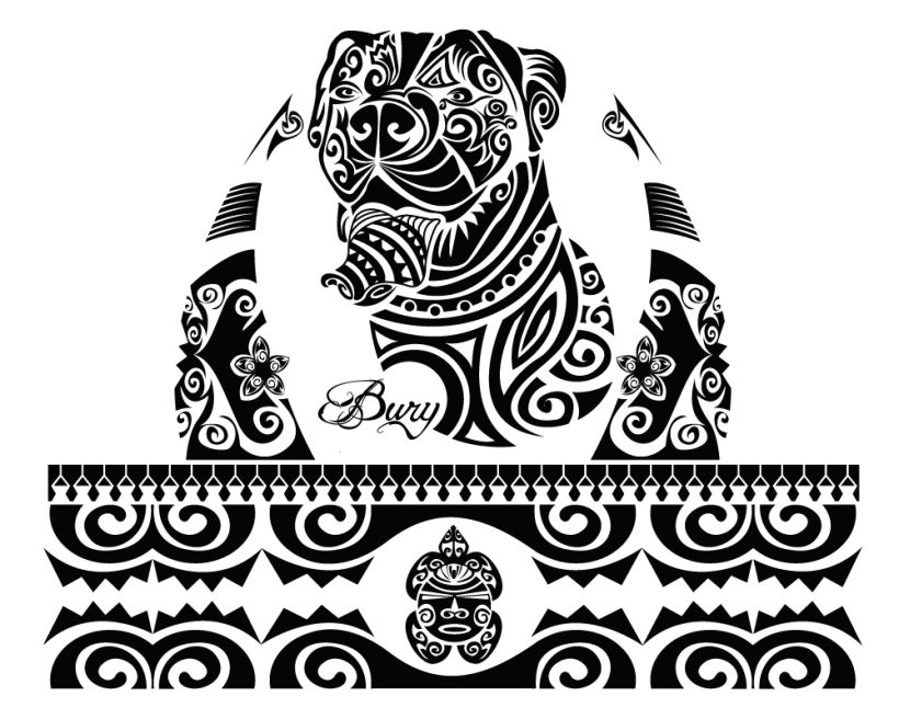 Diseño de tatuaje de perro con estilo maorí -1