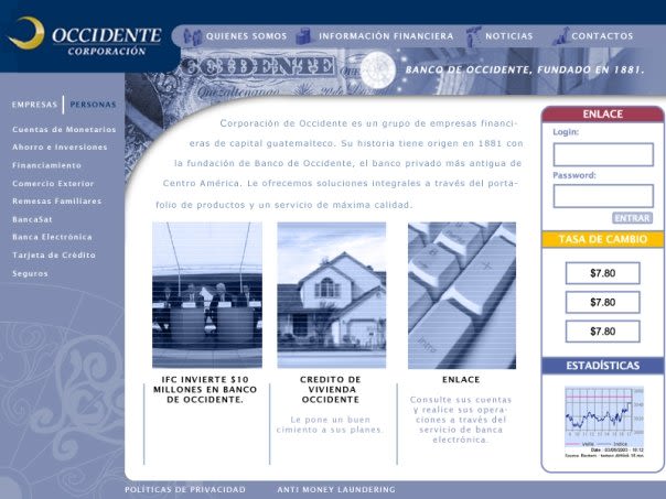 Company Banco de Occidente: Web image and design 1