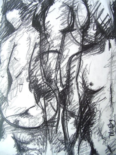 Drawings, compositions and anatomy: pencil, charcoal, ink 9