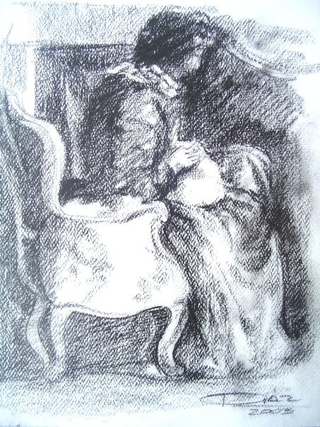 Drawings, compositions and anatomy: pencil, charcoal, ink 10