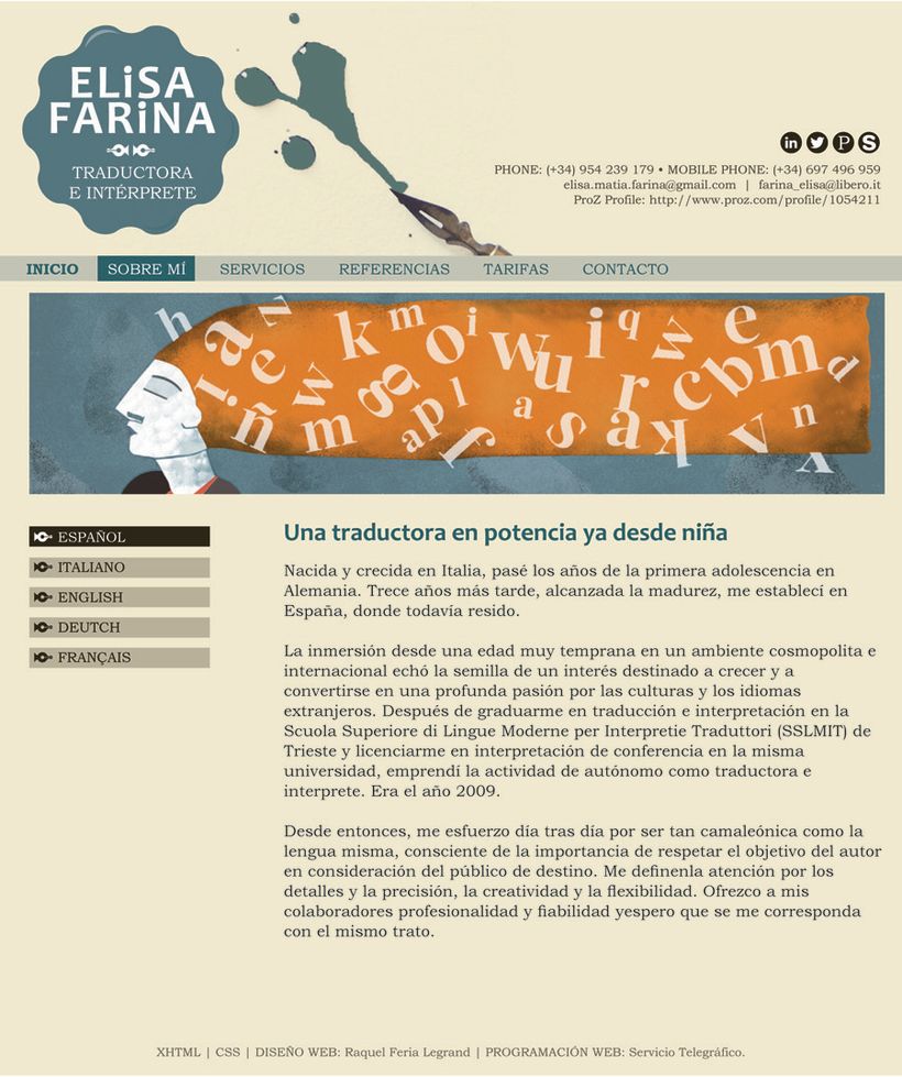 Web Elisa Farina. Elaboración de logotipo, diseño de páginas e ilustraciones. 0