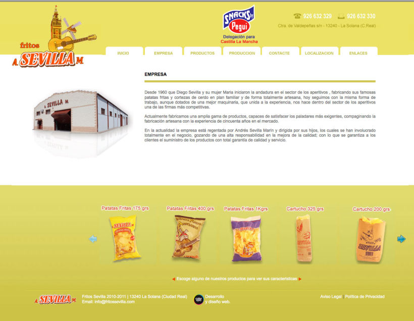 Fritos Sevilla s.l - Pagina estática  para empresa de frutos secos y snack 1