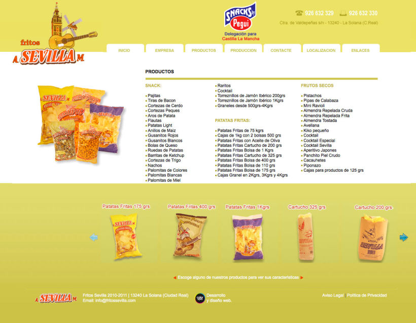 Fritos Sevilla s.l - Pagina estática  para empresa de frutos secos y snack 2