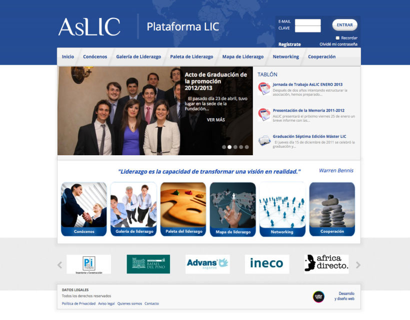 ASLIC - Página a medida desarrollada para la plataforma LIC(LIC (Asociación de Liderazgo en Ingeniería de Caminos, Canales y Puertos, Ingeniería Civil) 0