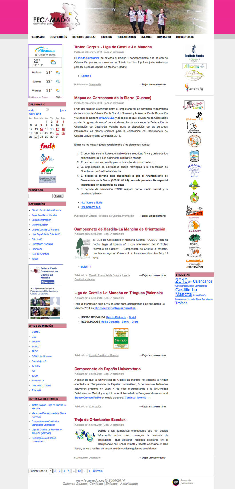 FECAMADO - Gestor de contenidos desarrollado para la Federación de Orientación de Castilla-La Mancha 0