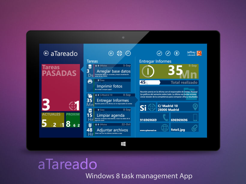 © aTareado aplicación de gestión de tareas para Windows 8  1