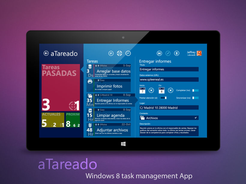 © aTareado aplicación de gestión de tareas para Windows 8  2