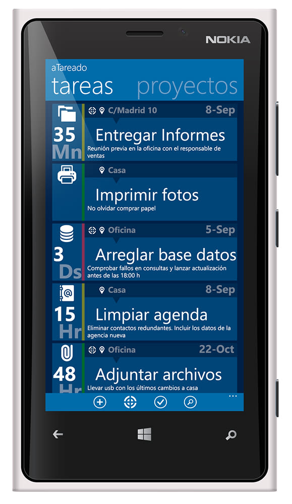 © aTareado aplicación de gestión de tareas para Windows Phone 8 2