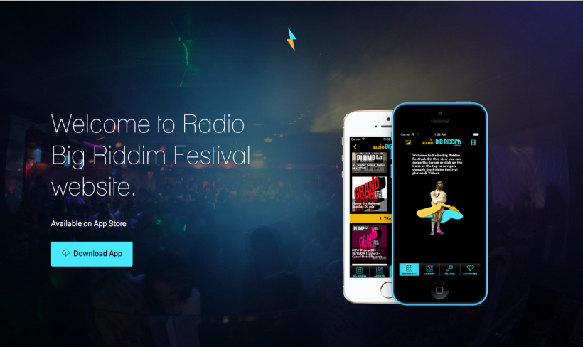 Landing page for Radio Big Riddim app - iPhone 0
