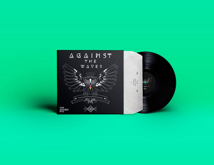 Against The Waves - Vinyl Owl logo design  -1