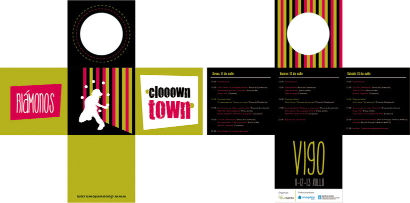 Logomarca y aplicaciones publicitarias para Clooown Town 2
