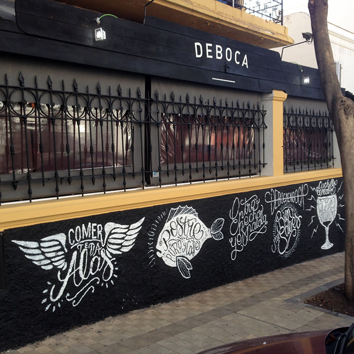 Ilustraciones para murales en Deboca Bar 4