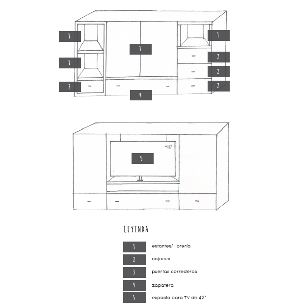 Diseño de un mueble para TV - concepto 1