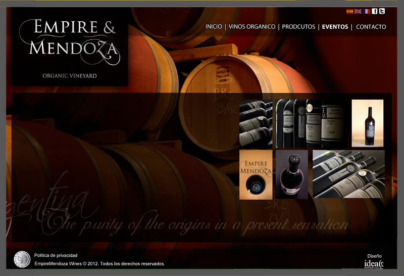 diseño web de vino y champagne orgánico de Argentina 0