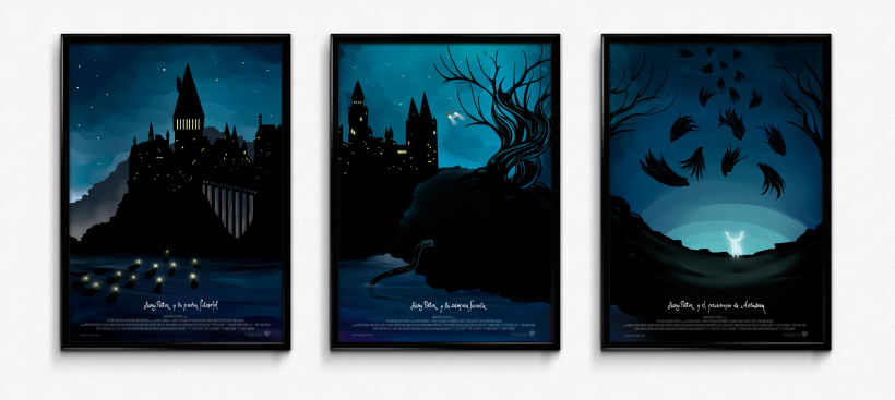 Poster tríptico de la saga Harry Potter 3