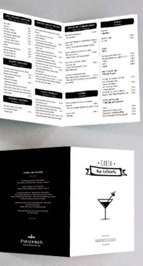 Diseño carta Bar - Cafetería Parador de Segovia 2