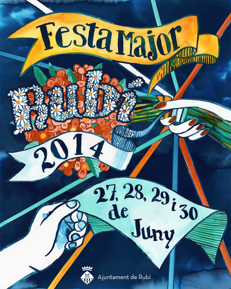 Propuesta cartel poster Fiesta Mayor de Rubí · acuarela -1