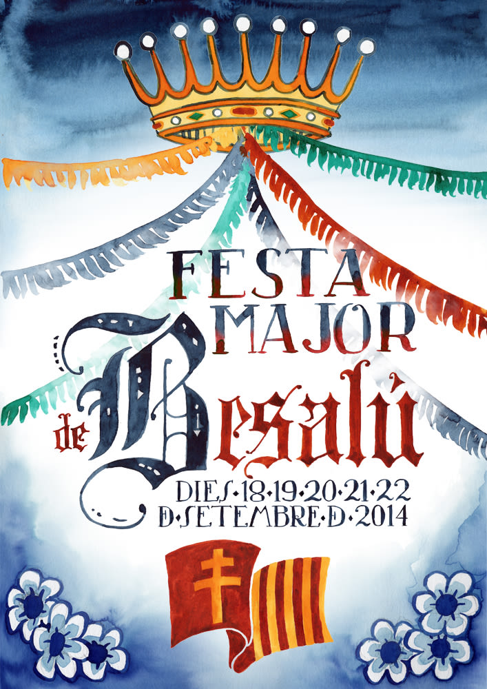 Propuesta cartel poster Fiesta Mayor de Besalú · acuarela -1