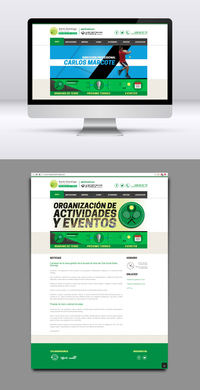 Escuela de tenis. Diseño web. 0