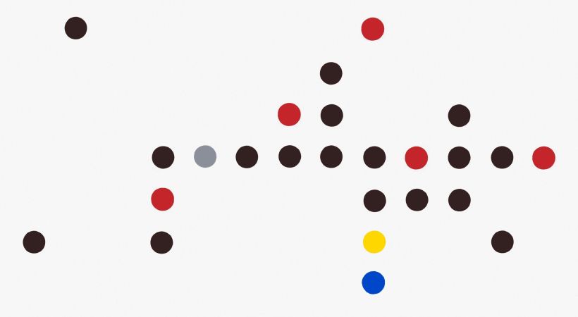 Composición  en rojo, azul, gris, amarillo y negro II -1