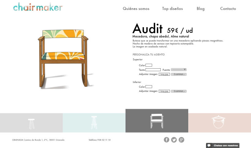 Chairmaker - Personaliza tu asiento: colaboración en el diseño web y la propuesta del modelo de negocio 1