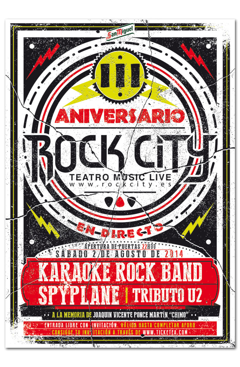 III ANIVERSARIO ROCK CITY | poster + pantallas + pase 0