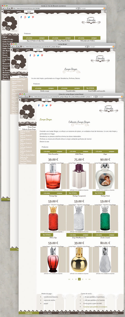 web y tienda on-line para Blossom cosméticos 2